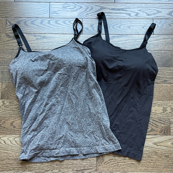 TWO Bravado Designs Maternity/Nursing Camisole | Black + Charcoal Heather | XL - Picture 1 of 6